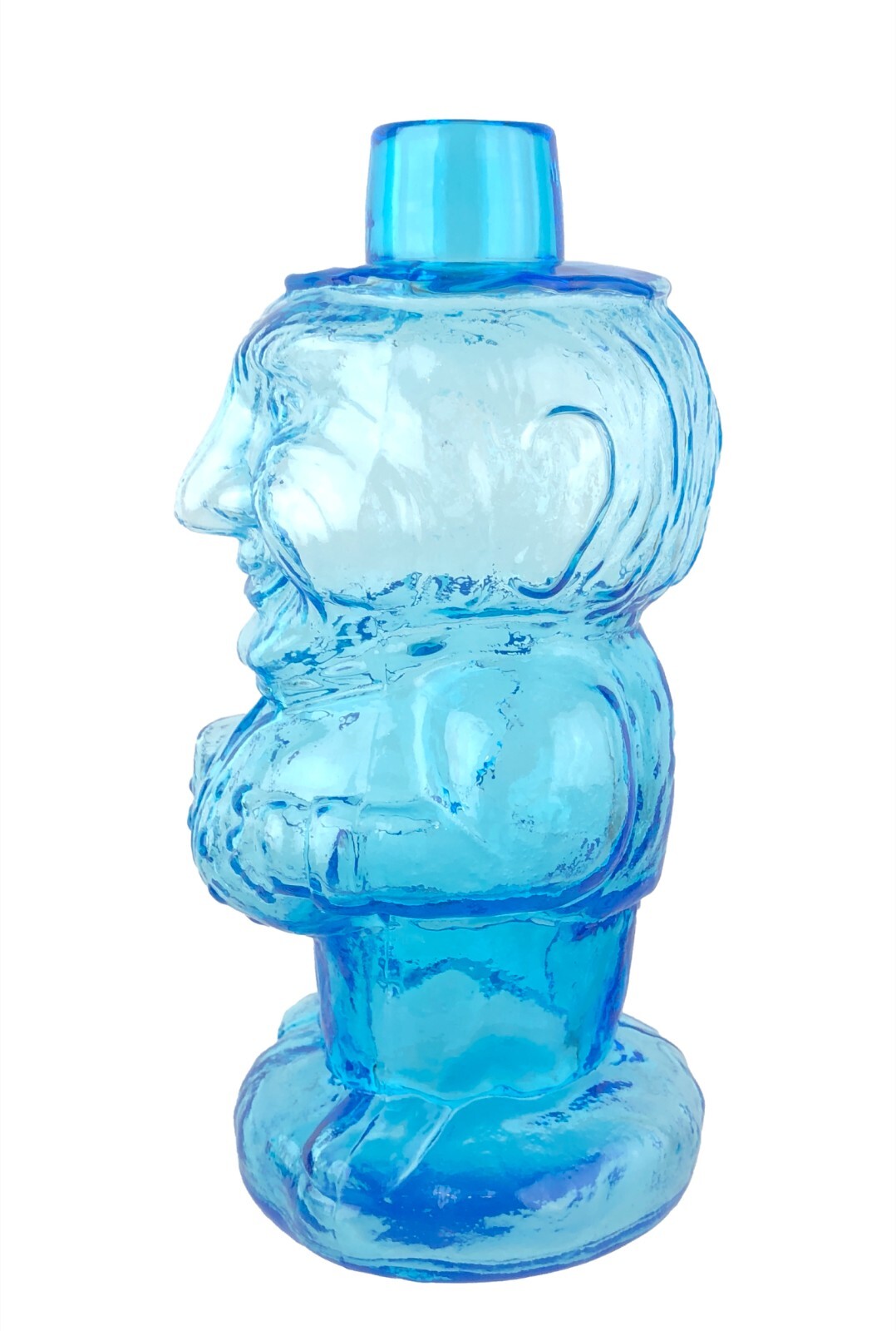 Vintage Indiana Tiara Glass Blue Ice Glass Jolly Mountaineer Decanter