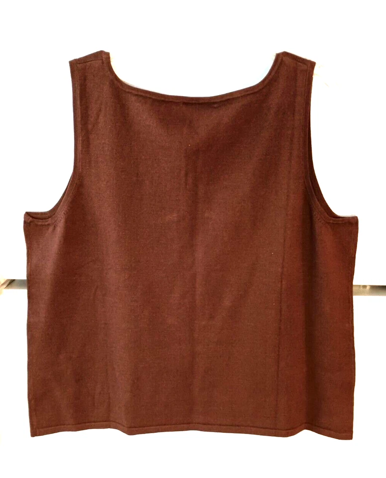 BOB MACKIE WEARABLE ARTE MARRÓN SÓLIDO SEDA MEZCLA NAILON CAMISETA SIN MANGAS TALLA XL Foto 3 de 4