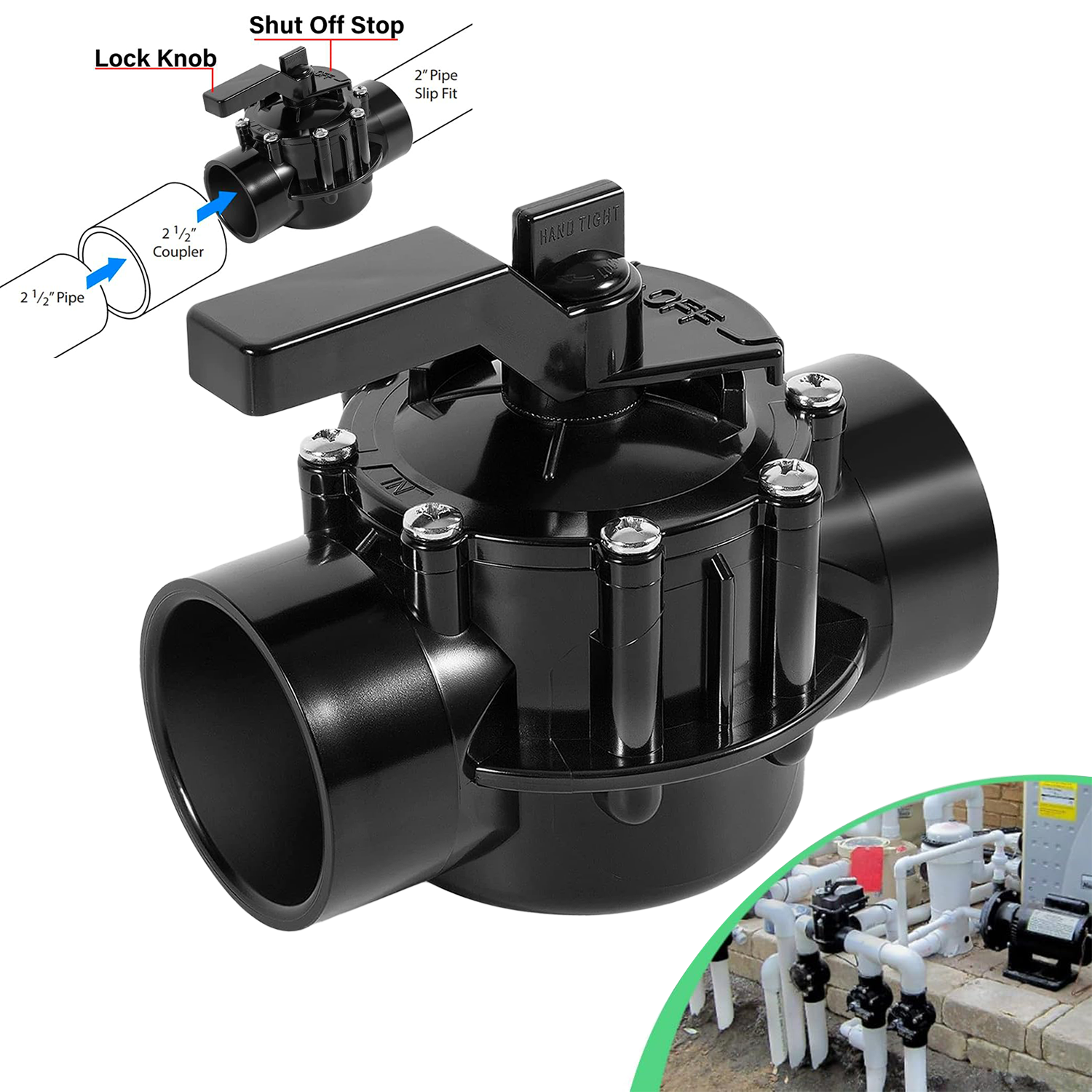 For Jandy 4716 2-Port 2 to 2-1/2-Inch Positive Seal NeverLube Valve