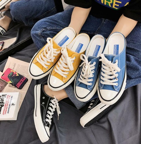 backless canvas sneakers