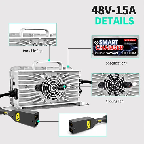 48 Volt 15 Amp Smart Lithium Battery Charger for EZGO TXT Golf Cart D Style Plug - Picture 10 of 10