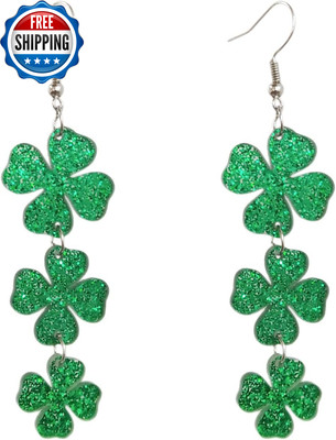 Women's Shamrock Clover Dangle Earrings for St. Patrick's Day