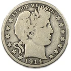 1914-S San Francisco Very Good VG+ Barber Liberty Silver Half Dollar 50C #1