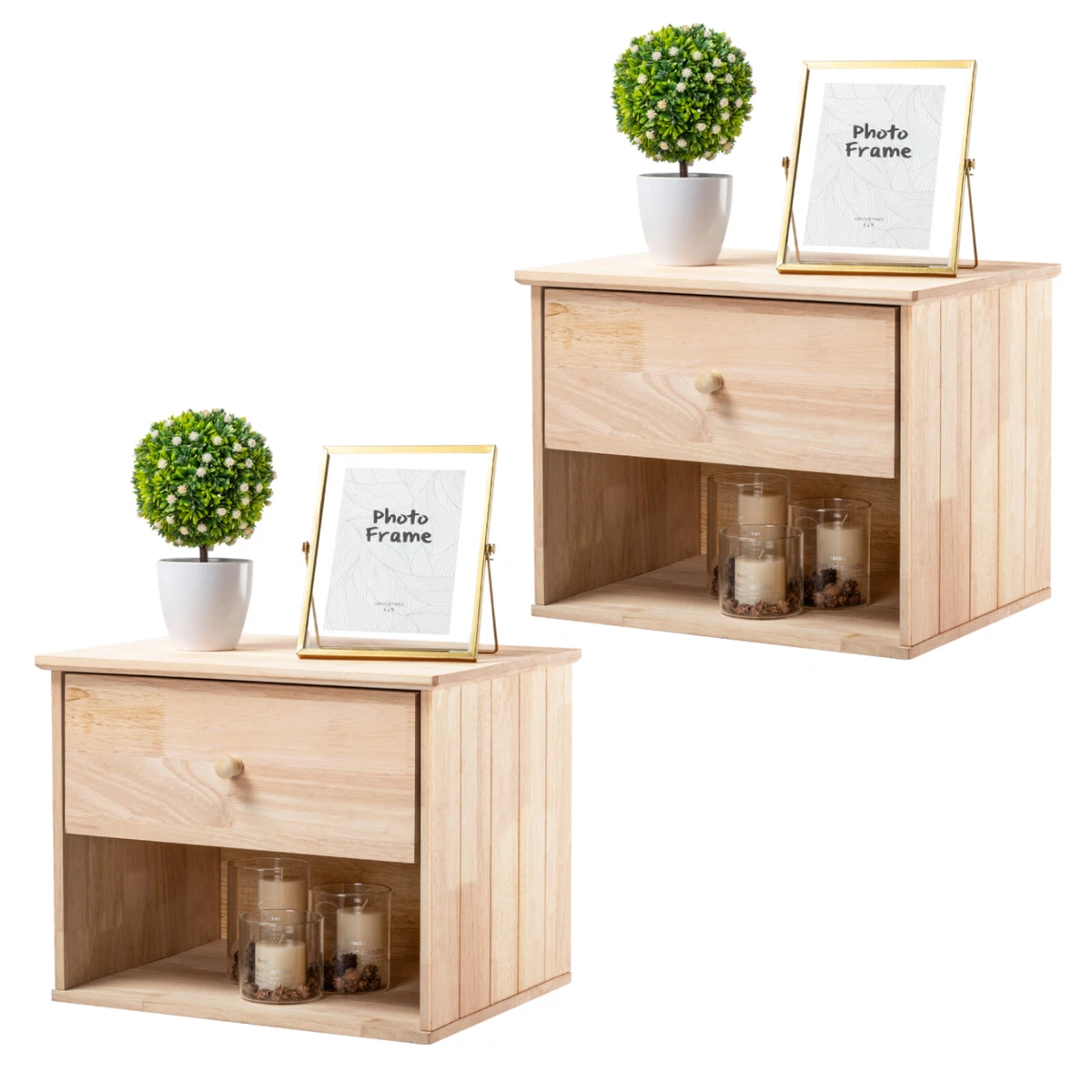 Unfinished Farmhouse Floating Nightstand Wall Mounted W Drawer