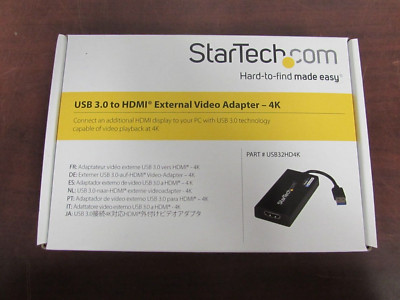 STARTECH.COM USB 3.0 TO HDMI EXTERNAL VIDEO ADAPTER-4K PART#: USB32HD4K (27C)