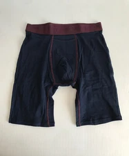 NEW Tommy John Cotton Basics Long Boxer Brief- Dress Blues / Winetasting - Small