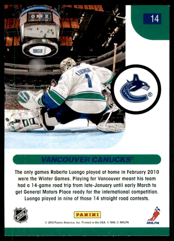 2010-11 Score Roberto Luongo #14 - Image 2 of 2