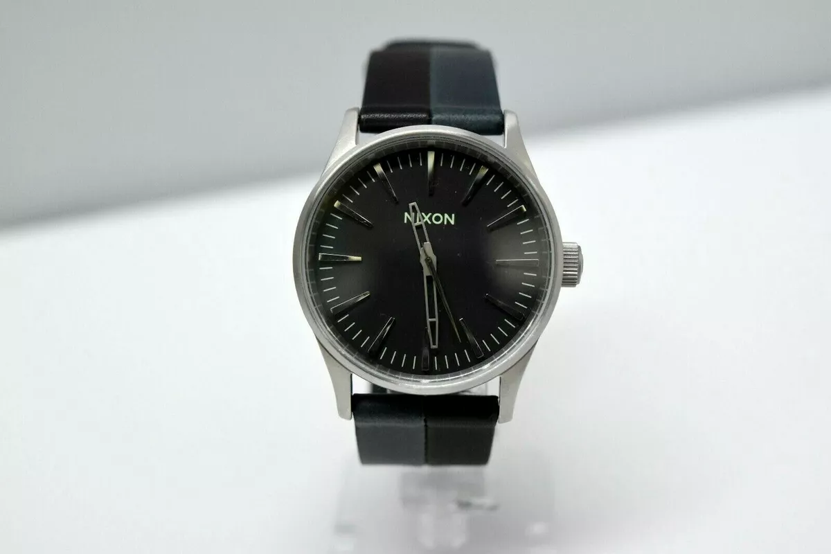 New Nixon Sentry 38 Leather Black Navy A377 1938 00 150 Watch eBay