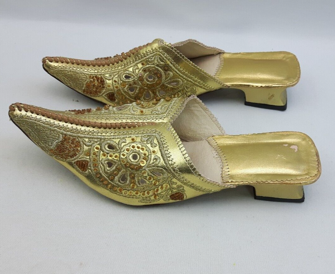 Vrai Cuir A-Kassimi Handmade Moroccan Slip On Shoes Slippers UK Size 2-3