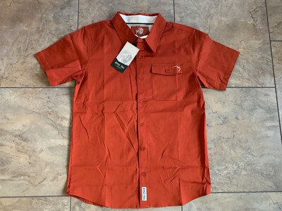 Buffalo Trace Distillery Orange Button Short Sleeve Men's Size Small Shirt NWT