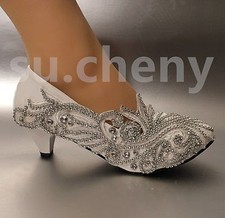 su.cheny White ivory rhinestone unique Wedding Bridal wedge pumps heels shoes