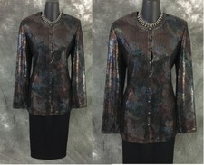 BEAUTIFUL St John couture jacket knit black multi embellished blazer size 8