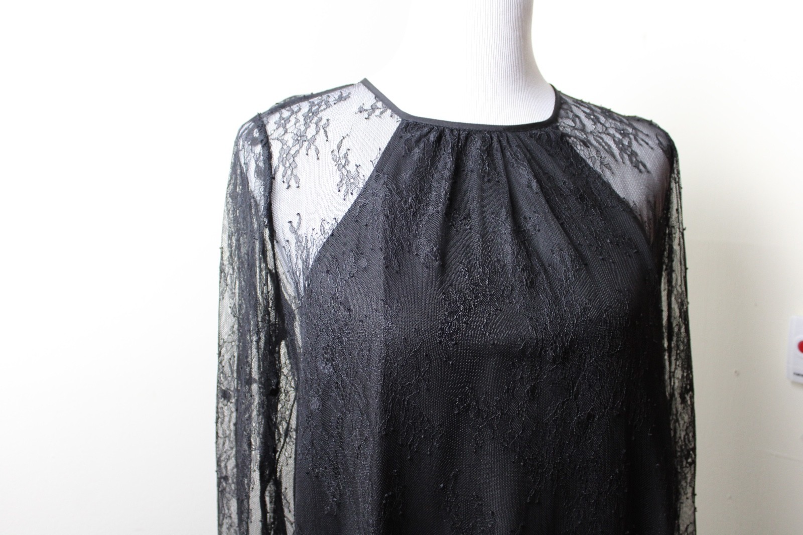 M BCBG Women's Dress Black Lace slip long sleeve size L * eBay