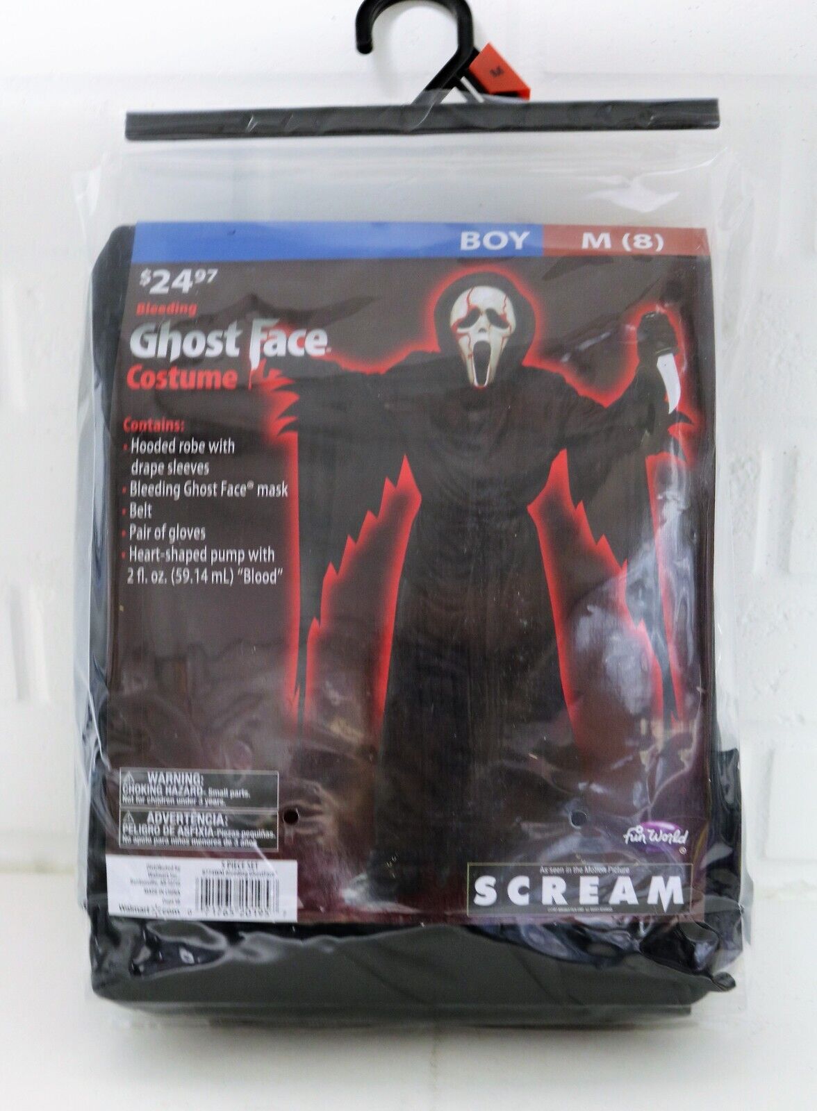 Scream Boys Bleeding Ghost Face Scary Halloween Costume, Fun World, Size L