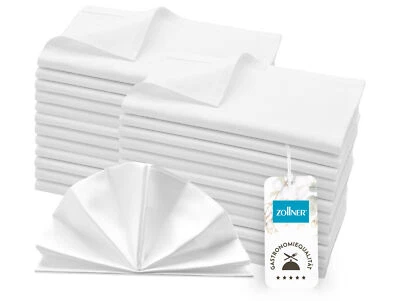 ZOLLNER Juego de 6 o 25 servilletas de tela servilletas bucales servilletas algodón blanco