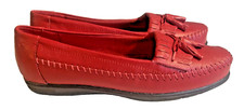 DR SCHOLLS E23 Leather Loafer Moccasin Air-Pillow Insoles SIZE 6.5 M Red