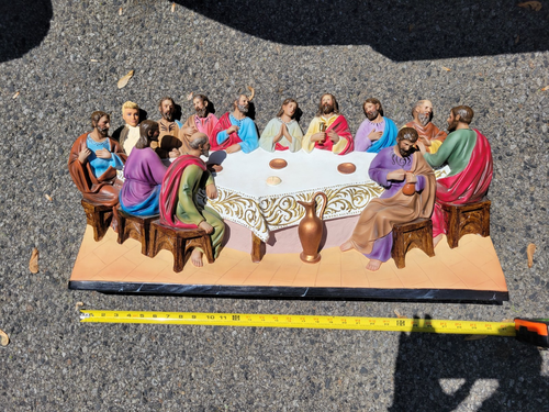 Vintage 3-D LARGE Jesus The Last Supper Statue Wall Plaque / Standing Figurine - Picture 3 of 23