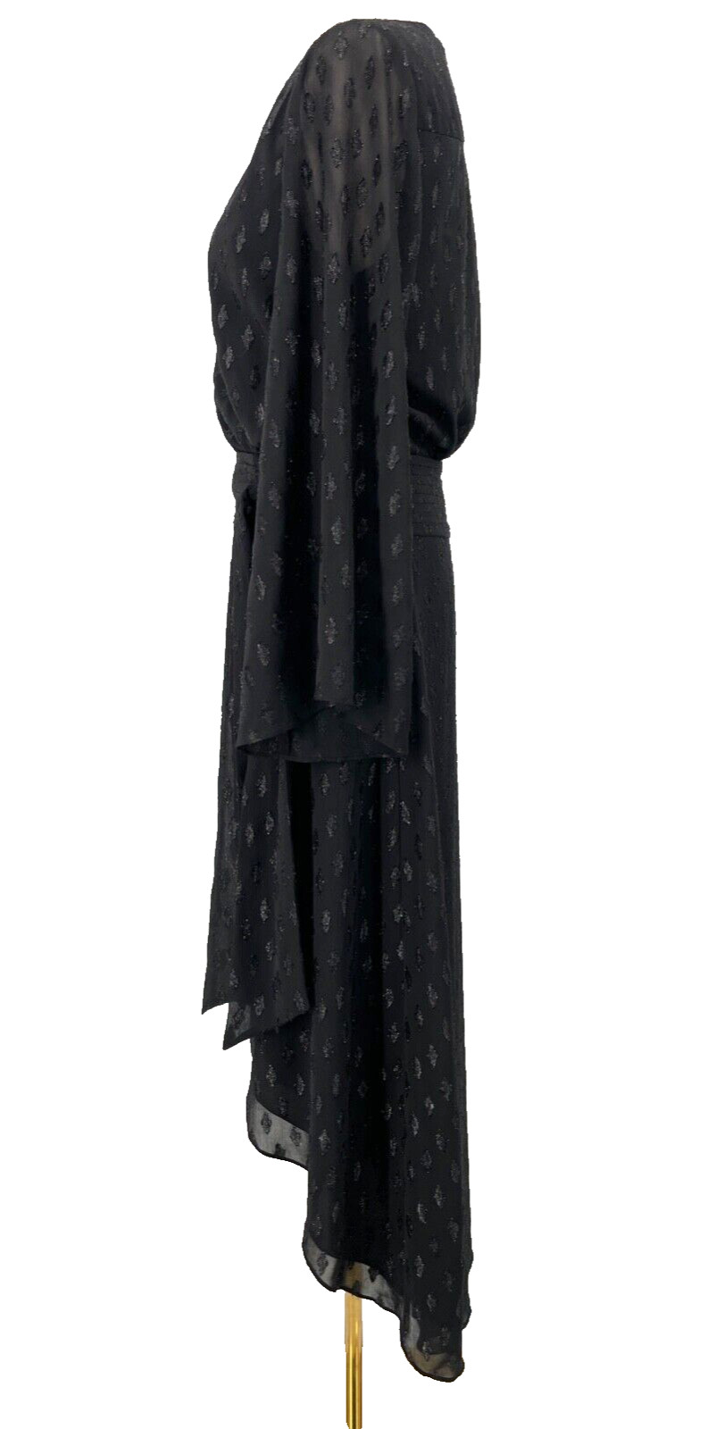 Ramy Brook womens size 4 Black Julie Midi Wrap Dress long sleeve lined thumbnail 3