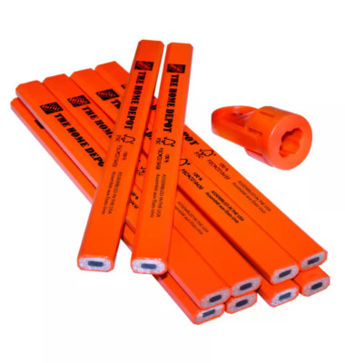 Carpenter Wood Working Pencils with Sharpener (10-Pack + Sharpener)