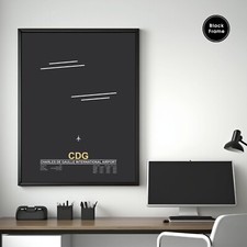 Charles de Gaulle Intl. Airport, CDG, Airport Map Art, Airport Code Art, Airport
