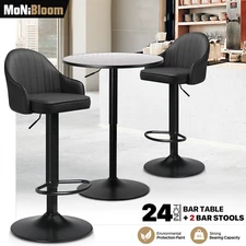 3 Piece Dining Set[SWIVEL WOODEN PUB TABLE+2 BAR STOOLS]Adjustable Height Chair