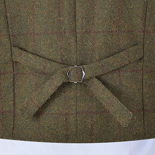 Men 's Vintage Tweed V Neck Herringbone Suit Vest With 3 Real Pockets For Groomsmen Wedding Business (Color : Brown, Size - Foto 5