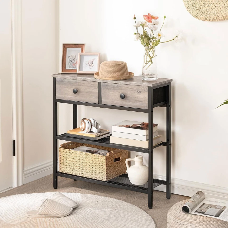 HOOBRO Console Table Entryway Table Sofa Table Side Table with 2 Fabric Drawers - Image 3 of 4