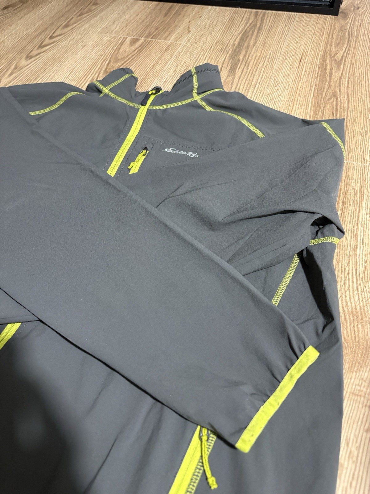 Eddie Bauer Softshell Jacket Gray Yellow Full Zip… - image 12
