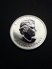 2011 Canadian Maple Leaf - 1oz .9999 Fine Silver Coin - Almost Uncirculated