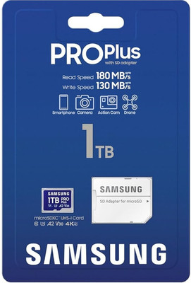 Samsung 1TB Pro Plus Micro SD SDXC A2 V30 C10 U3 4K UHD Memory Card
