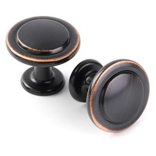 Round Cabinet Knobs Oil Rubbed Bronze Cabinet Pulls, Dia. 1-1/4 Inch, 10 Pack...