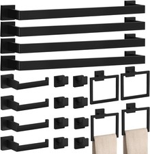 10-Pieces Matte Black Bathroom Accessories Set, 23.6 Inch Bath Towel Bar Set