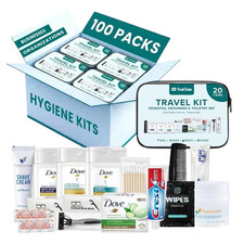 20 Piece Hygiene Kit Bulk, Travel Size Toiletries Set, Homeless Care Package Sup