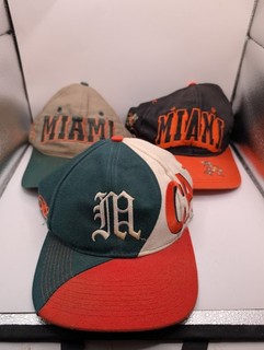 Lot Of 3 Vintage 90’s Miami Hurricanes Collegiate Cap Snapback Hat