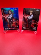 2024 Topps Chrome Star Wars Blaster Blue Pulsar Refractor Han Solo and Base 102