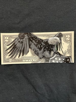 Black Eagle 2 Dollar Bill Original painting Graffiti Art Street Art Tattoo USA