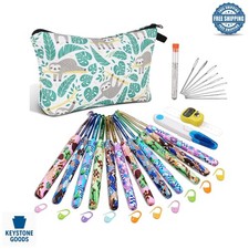 12-Piece Crochet Hook Set with Case - Ergonomic Soft Grip, Durable Metal, Ide...
