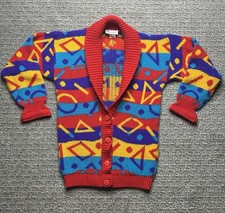 Vintage Multi-Color Knit Cardigan Sweater Kids Size S 7-8