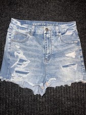 American Eagle Curvy Hi Rise Shortie Distressed Denim Shorts Size 4