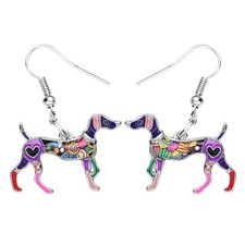Enamel Alloy Colorful Whippet Dog Pets Earrings for Women Jewelry Novelty Funny