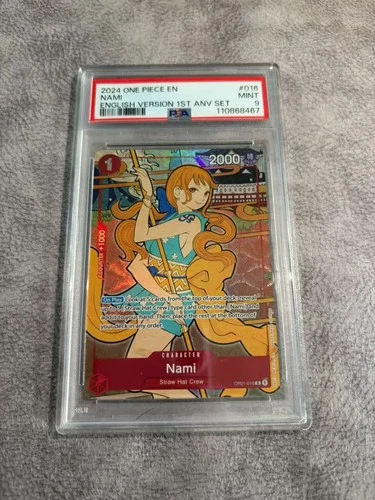ONE PIECE Card Game1x OP01-016 Nami 1st Anniversary English psa 9