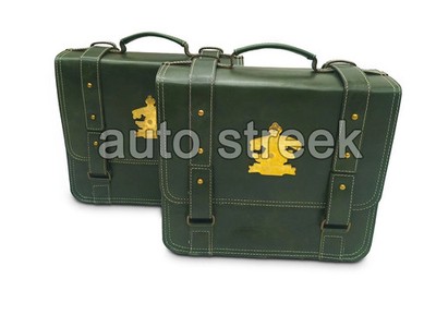 For Royal Enfield ''SUPER METEOR & SHOTGUN 650'' Leather Dark Green Pannier Bags