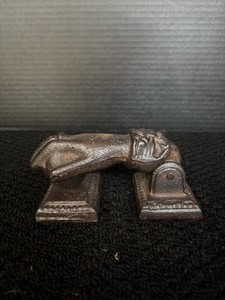 Antique 19th century cast iron door knocker- Victorian lady's hand with ball