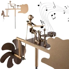 Handmade Metal Drummer Windmill Garden Decoration，Wind-Powered Kinetic Sculpt...