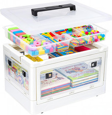 20 QT Storage Bins with Lids, Craft Storage, Folding Art Supply Organizer with R