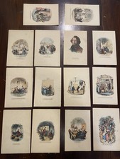Charles Dickens Hand-Colored Plate Collection - 12+ Lot - Phiz/Cruikshank
