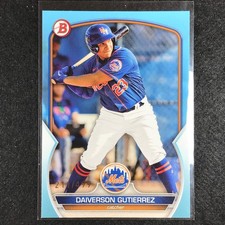 2023 Bowman Draft Mlb Daiverson Gutierrez Base Paper Sky Blue 211/499