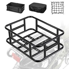 Bike Basket, Ebike Rear Basket with Liner,Waterproof Cover,Cargo Net Large Re...