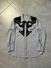 Vintage Western Shirt H Bar C 16 1/2 Cheyenne Embroidered Pearl Snap Ranchwear