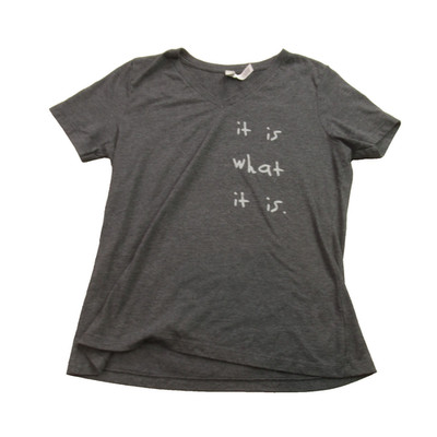 Thread Tank Shirt Womens Medium Short Sleeve V Neck Outdoor Gray Casual